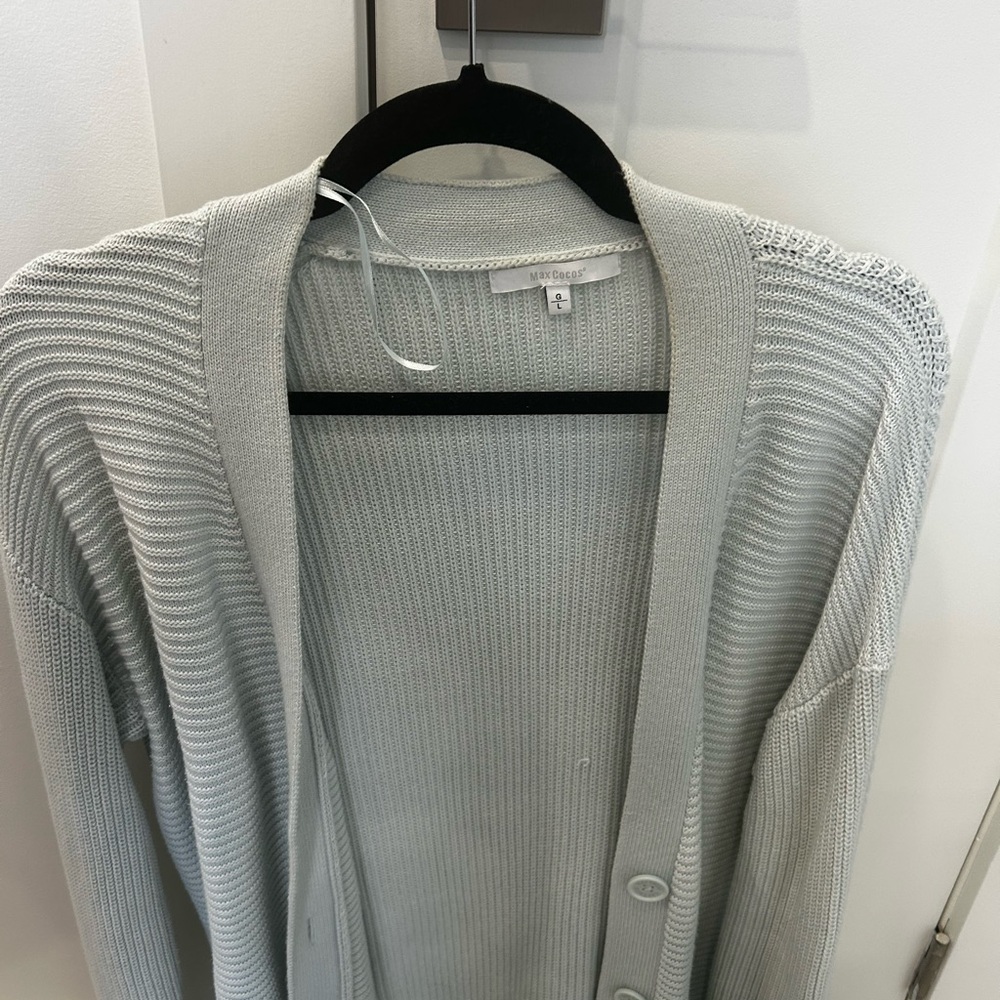 Light green/blue/pastel Open-Front Knit Cardigan Sweater
